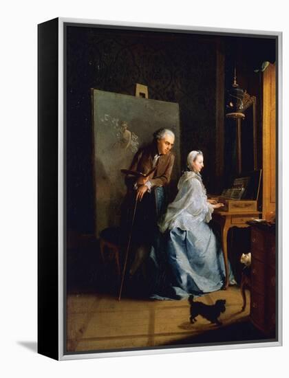 Portrait of Artist and His Wife at Spinet-Johann Heinrich Tischbein-Framed Premier Image Canvas