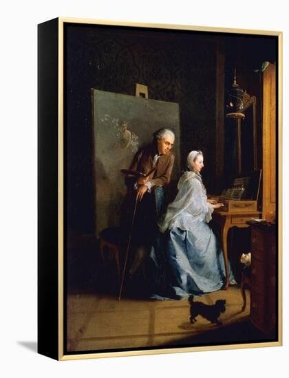 Portrait of Artist and His Wife at Spinet-Johann Heinrich Tischbein-Framed Premier Image Canvas