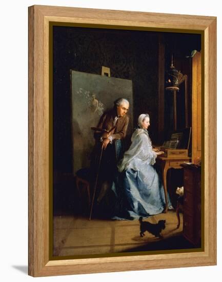 Portrait of Artist and His Wife at Spinet-Johann Heinrich Tischbein-Framed Premier Image Canvas