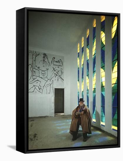 Portrait of Artist Henri Matisse in Chapel He Created, Tiles on Wall Depict Stations of the Cross-Dmitri Kessel-Framed Premier Image Canvas