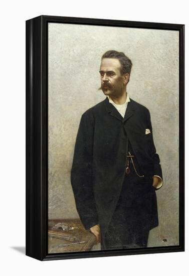 Portrait of Artist Niccolo Barabino-Alfredo Luxoro-Framed Premier Image Canvas