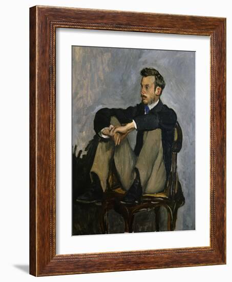 Portrait of Auguste Renoir 1867-Frederic Bazille-Framed Art Print