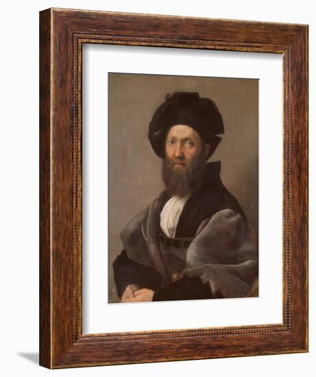 Portrait of Baldassare Castiglione, about 1514/15-Raphael-Framed Giclee Print