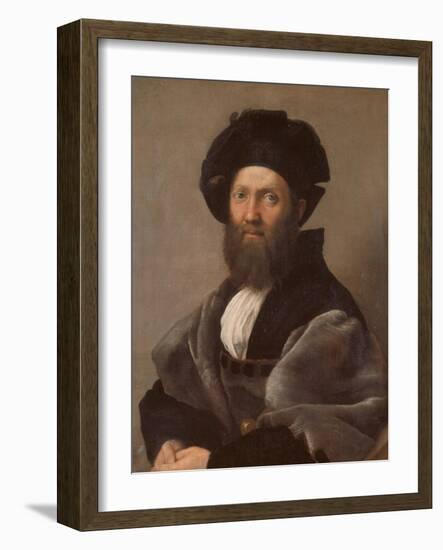 Portrait of Baldassare Castiglione, about 1514/15-Raphael-Framed Giclee Print