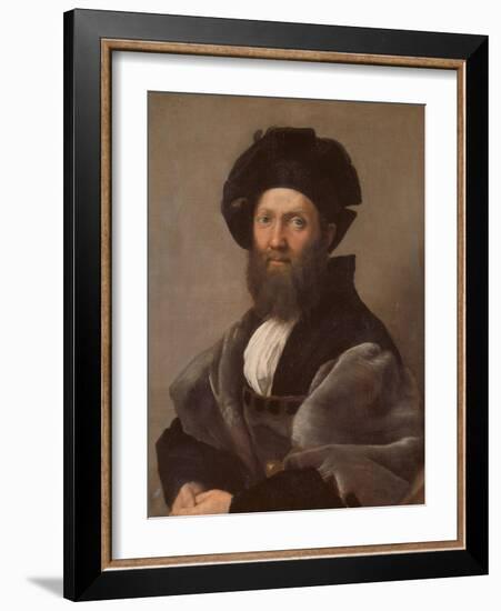 Portrait of Baldassare Castiglione, about 1514/15-Raphael-Framed Giclee Print