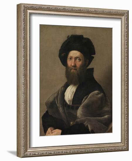 Portrait of Baldassare Castiglione, Ca 1515-Raphael-Framed Giclee Print