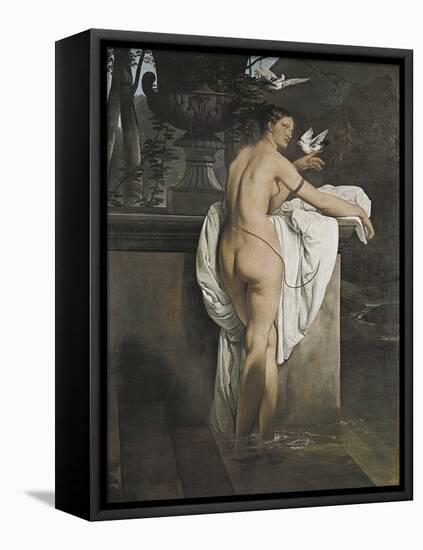 Portrait of Ballerina Carlotta Chabert Who Playing with Doves-Francesco Hayez-Framed Premier Image Canvas