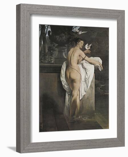 Portrait of Ballerina Carlotta Chabert Who Playing with Doves-Francesco Hayez-Framed Giclee Print