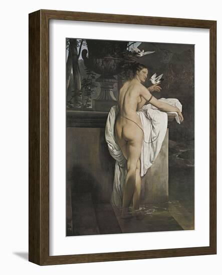 Portrait of Ballerina Carlotta Chabert Who Playing with Doves-Francesco Hayez-Framed Giclee Print