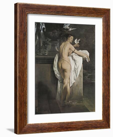 Portrait of Ballerina Carlotta Chabert Who Playing with Doves-Francesco Hayez-Framed Giclee Print