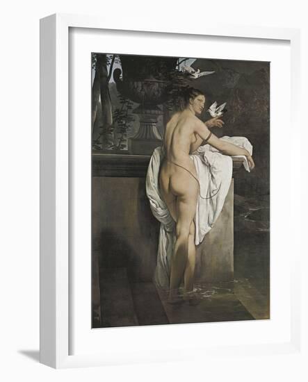 Portrait of Ballerina Carlotta Chabert Who Playing with Doves-Francesco Hayez-Framed Giclee Print