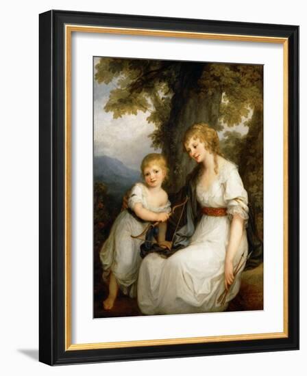 Portrait of Barbara Juliane Von Krüdener (1764-182) with Her Son Paul-Angelika Kauffmann-Framed Giclee Print