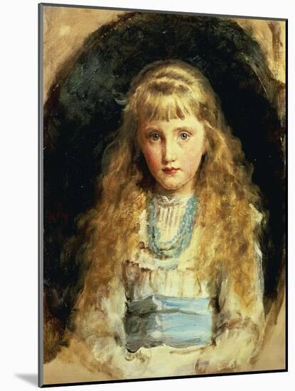 Portrait of Beatrice Caird, Wearing a White Dress with Blue Sash-John Everett Millais-Mounted Giclee Print