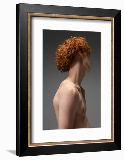 Portrait of Beautiful Redhead Man Isolated on Grey Studio Background. Concept of Beauty, Skin Care,-master1305-Framed Photographic Print