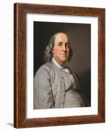 Portrait of Benjamin Franklin , by Duplessis, Joseph-Siffred (1725-1802). Oil on Canvas, C. 1780. D-Joseph Siffred Duplessis-Framed Giclee Print