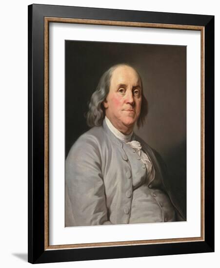 Portrait of Benjamin Franklin , by Duplessis, Joseph-Siffred (1725-1802). Oil on Canvas, C. 1780. D-Joseph Siffred Duplessis-Framed Giclee Print