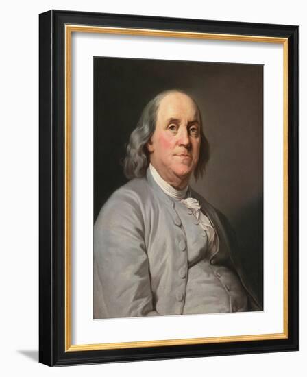 Portrait of Benjamin Franklin , by Duplessis, Joseph-Siffred (1725-1802). Oil on Canvas, C. 1780. D-Joseph Siffred Duplessis-Framed Giclee Print