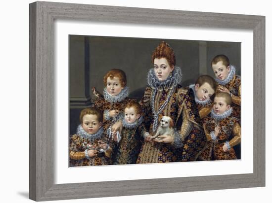 Portrait of Bianca Degli Utili Maselli with Her Six Children, C. 1605 (Oil on Canvas)-Lavinia Fontana-Framed Giclee Print