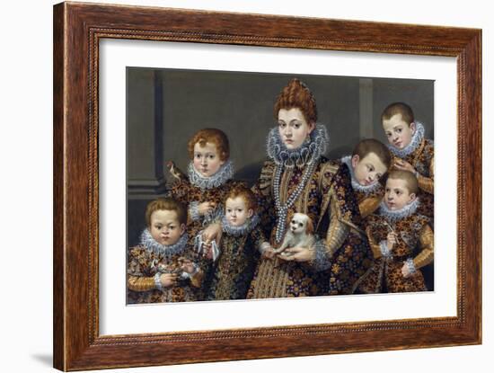 Portrait of Bianca Degli Utili Maselli with Her Six Children, C. 1605 (Oil on Canvas)-Lavinia Fontana-Framed Giclee Print