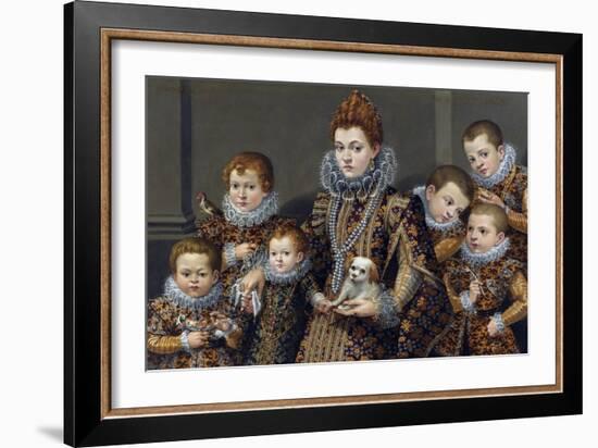 Portrait of Bianca Degli Utili Maselli with Her Six Children, C. 1605 (Oil on Canvas)-Lavinia Fontana-Framed Giclee Print