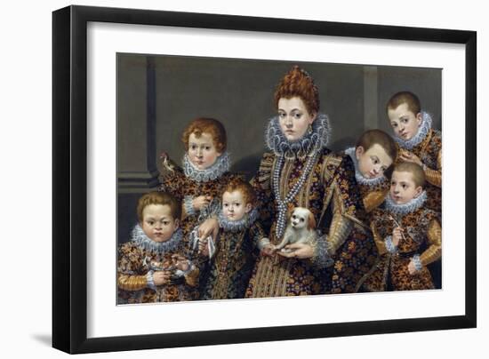 Portrait of Bianca Degli Utili Maselli with Her Six Children, C. 1605 (Oil on Canvas)-Lavinia Fontana-Framed Giclee Print