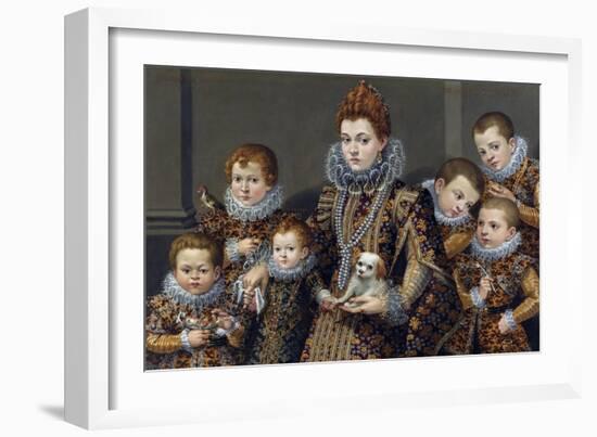 Portrait of Bianca Degli Utili Maselli with Her Six Children, C. 1605 (Oil on Canvas)-Lavinia Fontana-Framed Giclee Print