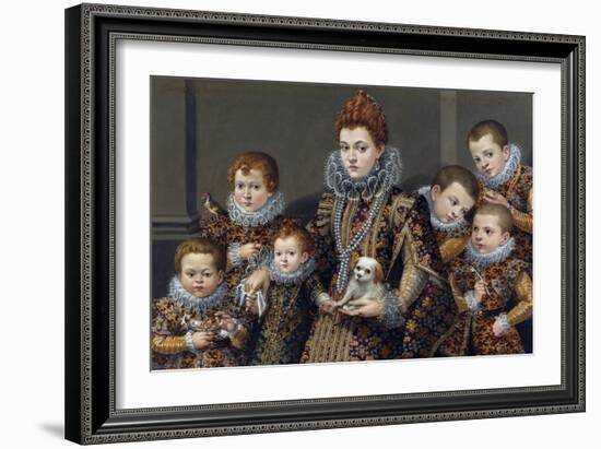 Portrait of Bianca Degli Utili Maselli with Her Six Children, C. 1605 (Oil on Canvas)-Lavinia Fontana-Framed Giclee Print