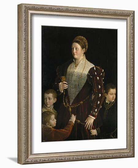 Portrait of Camilla Gonzaga Di San Secondo and Her Three Sons-Parmigianino-Framed Giclee Print