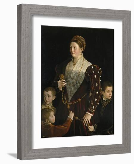 Portrait of Camilla Gonzaga Di San Secondo and Her Three Sons-Parmigianino-Framed Giclee Print