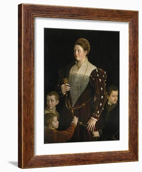 Portrait of Camilla Gonzaga Di San Secondo and Her Three Sons-Parmigianino-Framed Giclee Print