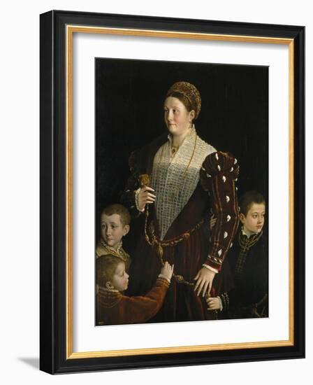 Portrait of Camilla Gonzaga Di San Secondo and Her Three Sons-Parmigianino-Framed Giclee Print