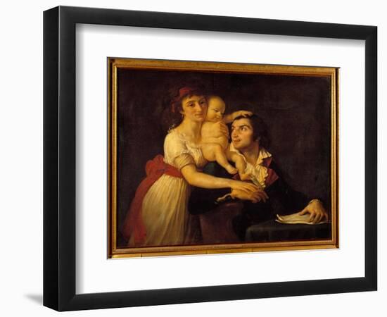 Portrait of Camille Desmoulins (1760-1794) His Wife Lucile (1771-1794) and their Son Horace Camille-Jacques Louis David-Framed Giclee Print