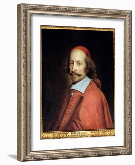 Portrait of Cardinal Jules Mazarin (1602-1661) (Giulio Raimondo Mazzarino or Mazarino), Painting By-Pierre Mignard-Framed Giclee Print