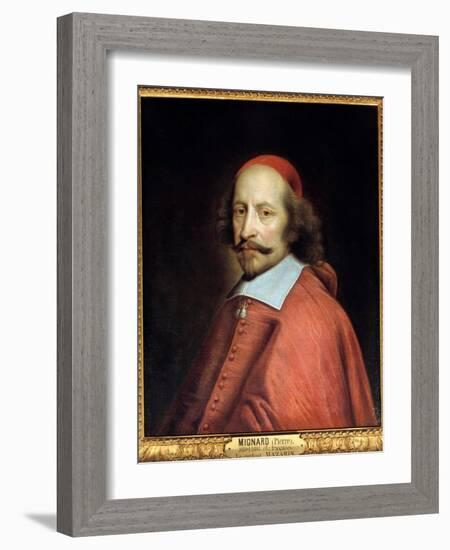 Portrait of Cardinal Jules Mazarin (1602-1661) (Giulio Raimondo Mazzarino or Mazarino), Painting By-Pierre Mignard-Framed Giclee Print