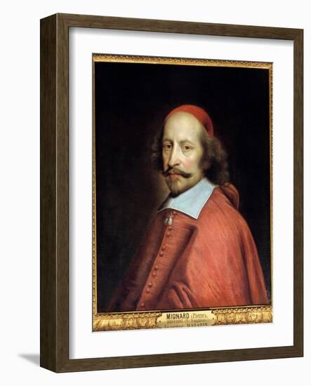 Portrait of Cardinal Jules Mazarin (1602-1661) (Giulio Raimondo Mazzarino or Mazarino), Painting By-Pierre Mignard-Framed Giclee Print