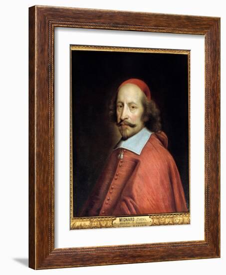 Portrait of Cardinal Jules Mazarin (1602-1661) (Giulio Raimondo Mazzarino or Mazarino), Painting By-Pierre Mignard-Framed Giclee Print