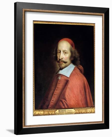 Portrait of Cardinal Jules Mazarin (1602-1661) (Giulio Raimondo Mazzarino or Mazarino), Painting By-Pierre Mignard-Framed Giclee Print