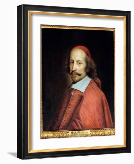 Portrait of Cardinal Jules Mazarin (1602-1661) (Giulio Raimondo Mazzarino or Mazarino), Painting By-Pierre Mignard-Framed Giclee Print