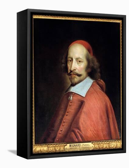 Portrait of Cardinal Jules Mazarin (1602-1661) (Giulio Raimondo Mazzarino or Mazarino), Painting By-Pierre Mignard-Framed Premier Image Canvas