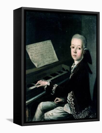 Portrait of Carl Graf Firmian at the Piano, Formerly Thought to be Mozart (1756-91)-Franz Thaddaus Helbling-Framed Premier Image Canvas