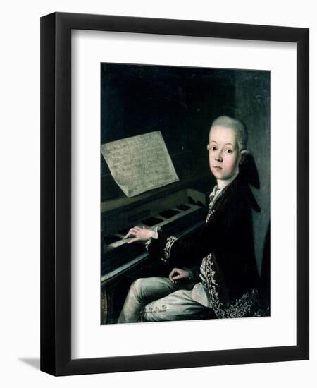 Portrait of Carl Graf Firmian at the Piano, Formerly Thought to be Mozart (1756-91)-Franz Thaddaus Helbling-Framed Giclee Print