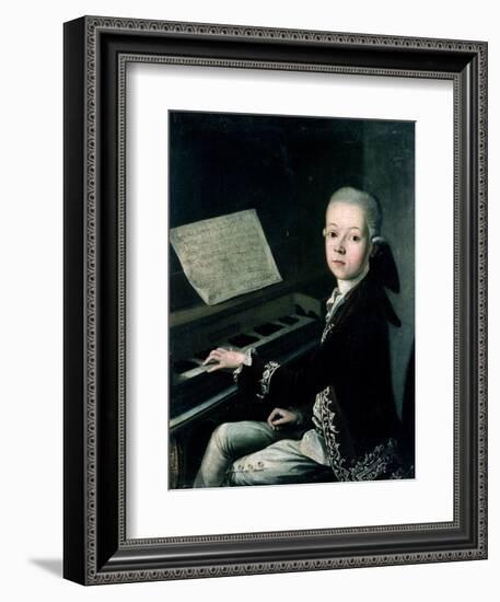 Portrait of Carl Graf Firmian at the Piano, Formerly Thought to be Mozart (1756-91)-Franz Thaddaus Helbling-Framed Giclee Print