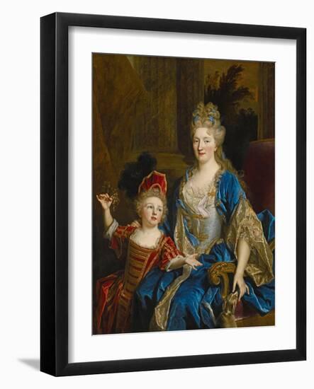 Portrait of Catherine Coustard, Marquise of Castelnau, with Her Son Leonor, C.1699-Nicolas de Largilliere-Framed Giclee Print