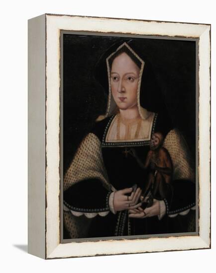 Portrait of Catherine of Aragon, with Her Pet Monkey (Copy after Lucas Horenbou), Ca 1530-null-Framed Premier Image Canvas