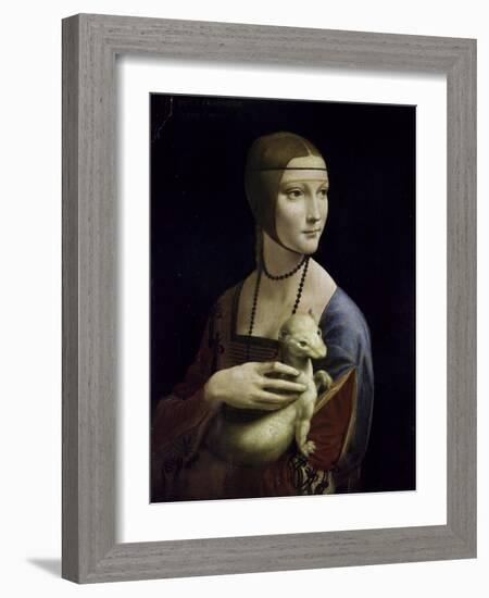 Portrait of Cecilia Gallerani (Lady with an Ermine)-Leonardo da Vinci-Framed Giclee Print