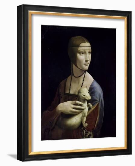 Portrait of Cecilia Gallerani (Lady with an Ermine)-Leonardo da Vinci-Framed Giclee Print