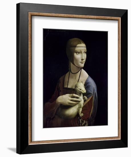 Portrait of Cecilia Gallerani (Lady with an Ermine)-Leonardo da Vinci-Framed Giclee Print