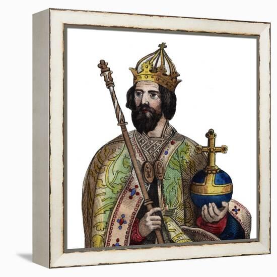 Portrait of Charlemagne (742-814), King of the Franks-French School-Framed Premier Image Canvas