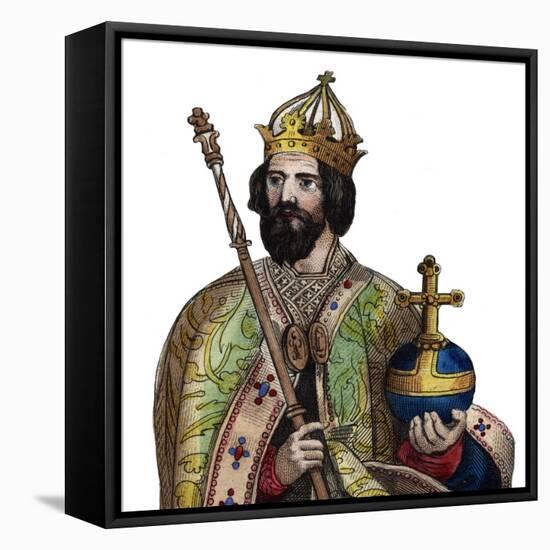 Portrait of Charlemagne (742-814), King of the Franks-French School-Framed Premier Image Canvas