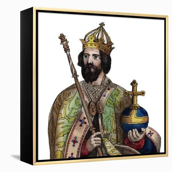 Portrait of Charlemagne (742-814), King of the Franks-French School-Framed Premier Image Canvas